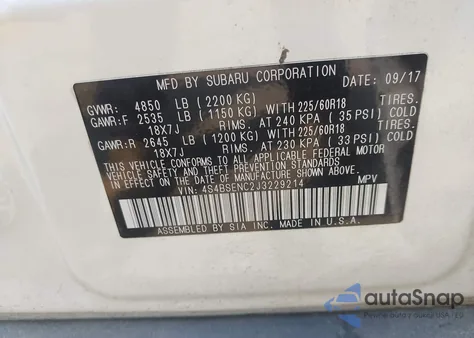 2018 Subaru Outback 3.6R Limited z USA, uszkodzony, nr VIN 4S4BSENC2J3229214